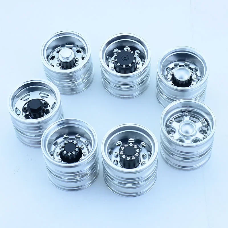 2pcs Metal Upgrade Rear Double Wheels Hub Rim for 1/14 Tamiya RC Truck SCANIA 770S R620 Volvo FH16XL Actros MAN TGX LESU Car