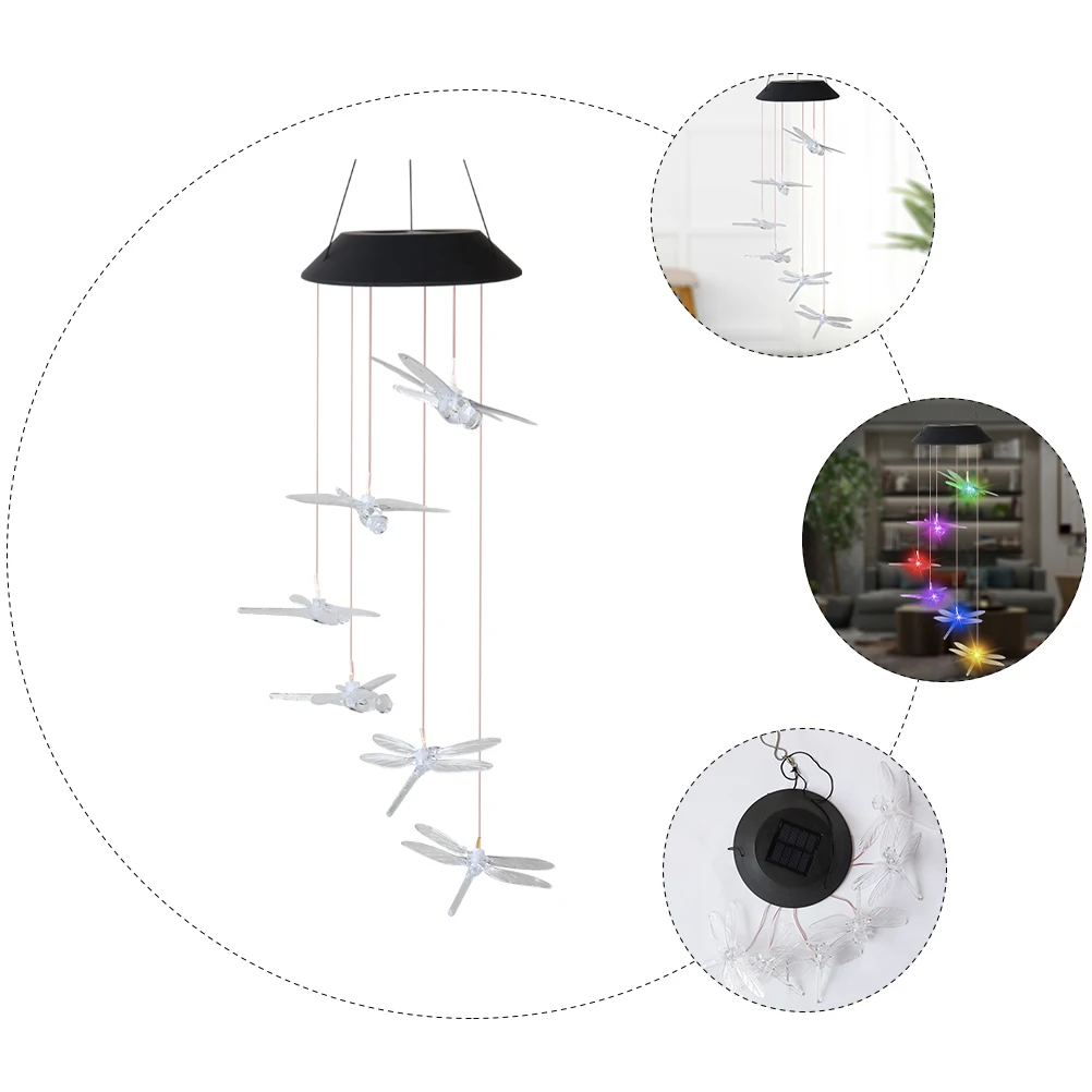 

Solar Dragonfly Wind Chime Light Color Changing LED Bell Outdoor Garden Decoration Transparent Design Durability ABS Material