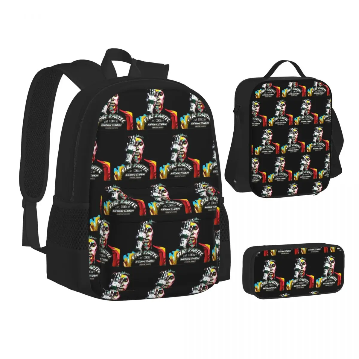 

A Di Teecha Aka Vybz Kartel Aka World Boss BackpacksChildren School Bags Kids Rucksack Lunch Bag Pen Bag Three-Piece Set