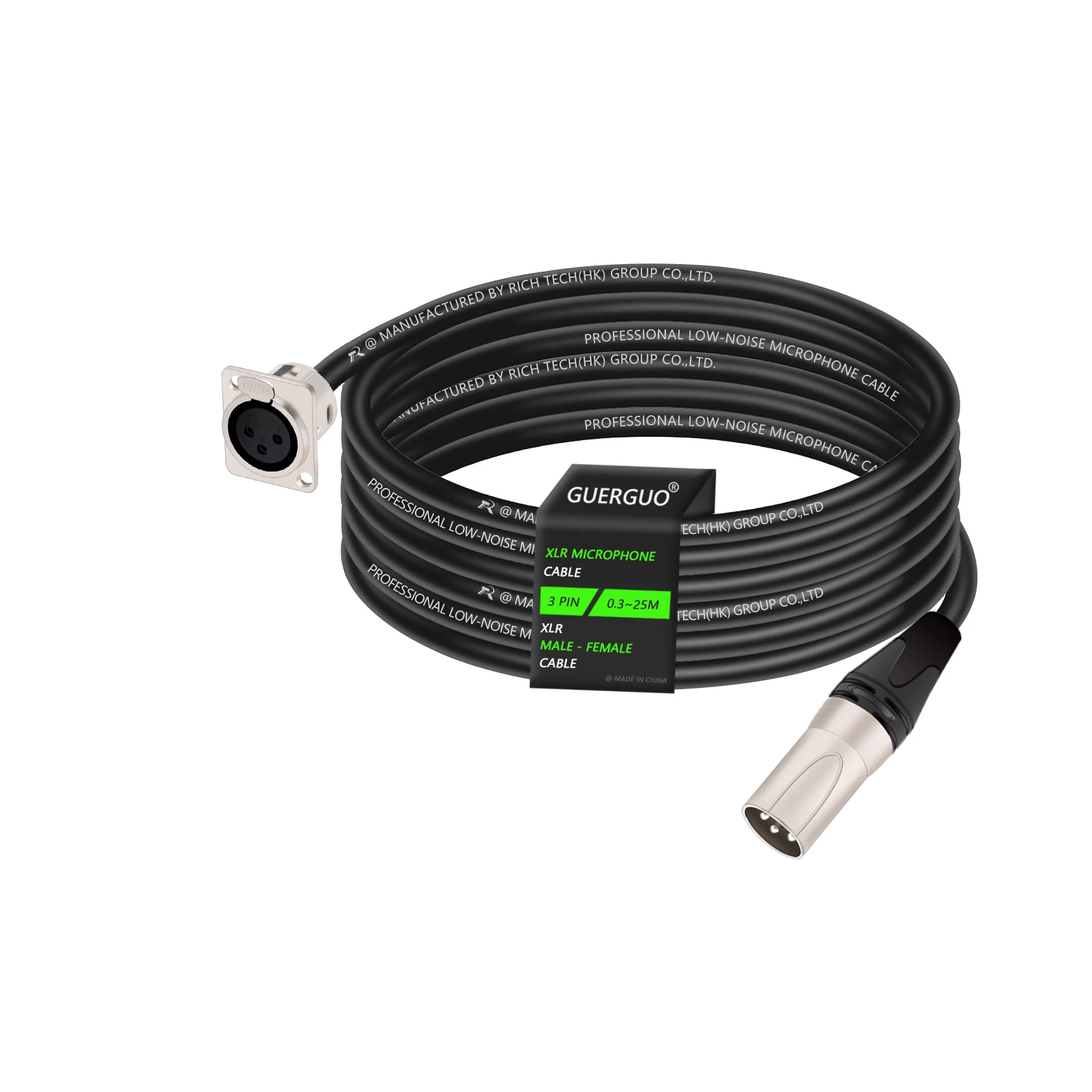 0.3-15M D-Type XLR Female Panel to XLR Male Connector Pass Through Cable,3Pin XLR Pass Thru Converter Compatible with Microphone