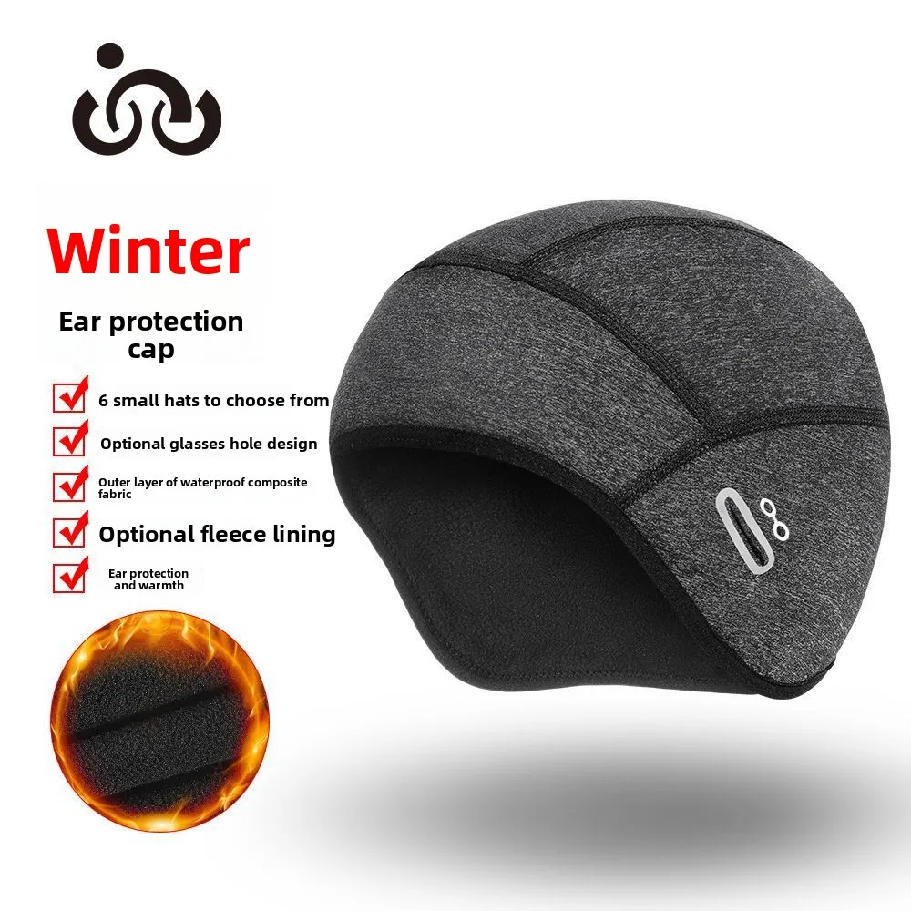

Winter Cycling Warm Cap MTB Helmet Liner Fleece Skull Hat Thermal Men Running Skiing Eyeglass Hole Windproof Headwear Cold-proof