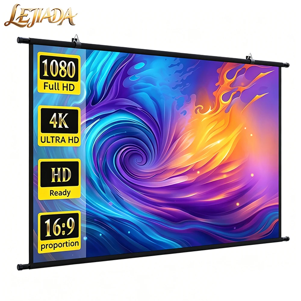 

LEJIADA 16:9 Anti-light Thick 4KHD Wall-mounted Projection Screen 30° Viewing Effect Home Theatre Portable Large Size 120 inch