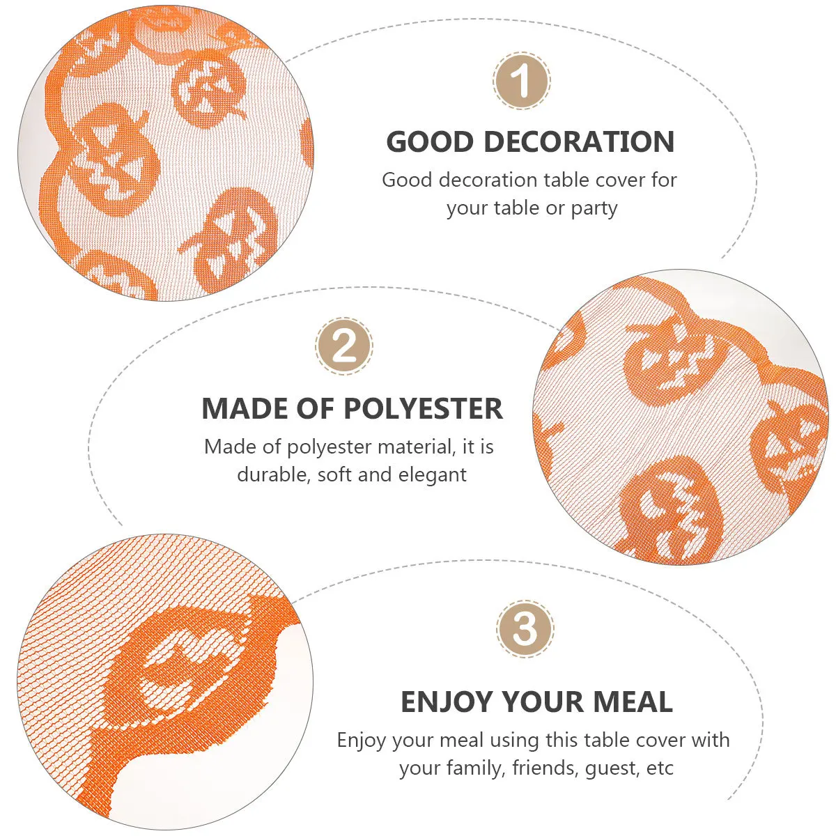 

Halloween Pumpkin Table Runner Polyester Rectangular Lace Table Cover Classic Pumpkin Pattern Party Decoration