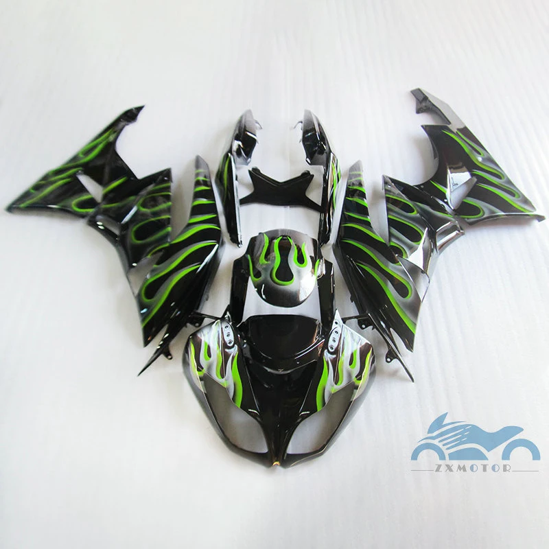 High grade fairings kit for KAWASAKI Ninja ZX6R 2009 2010 2011 2012 sport ABS fairing kits ZX 6R 636 09-12 green flames bodywork