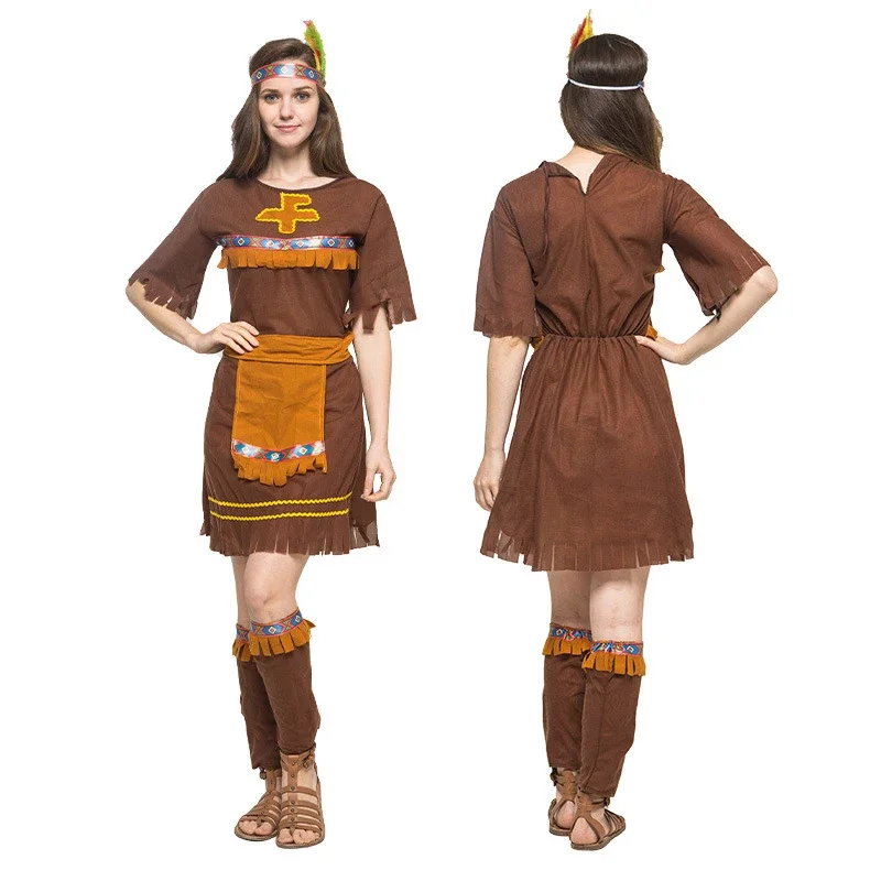 

Carnival Indian Princess Halloween Costumes For Women Adult Man Dance Party Cosplay Aboriginal Clothes Fancy Dress Up Suit