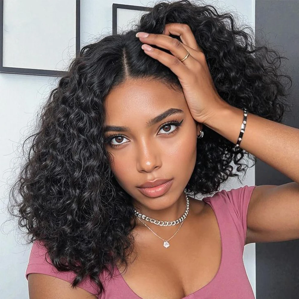 Glueless Wear And Go Human Hair Wig - 14 16 Inch Brazilian Deep Curly