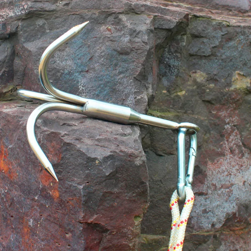 3-Claw Grappling Hook Stainless Steel Tree Climbing Hook Grappling Steel Hook Rock Climbing Claw For Outdoor Hiking Walking