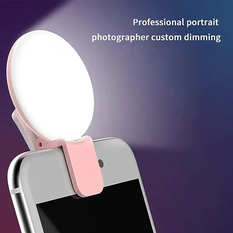 Mobile Phone LED Selfie Ring Light Portable Mini Durable Practical Three Stop Dimming Circle Photography Clip Fill Light