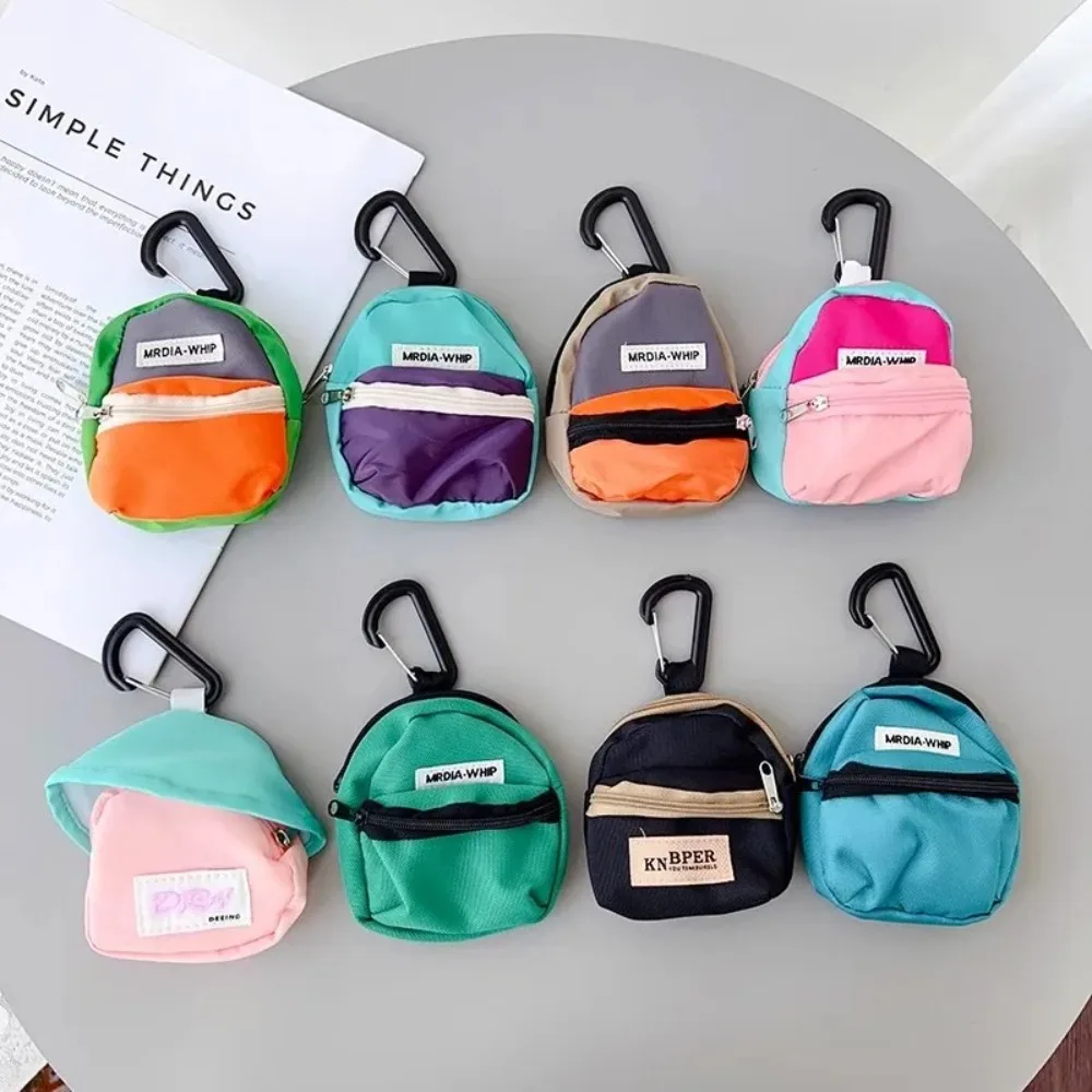 Portable Hanging Coin Purse Contrasting Color Short Wrist Strap Earphone Storage Bag Anti-theft Pendant Mini Wallet Girl