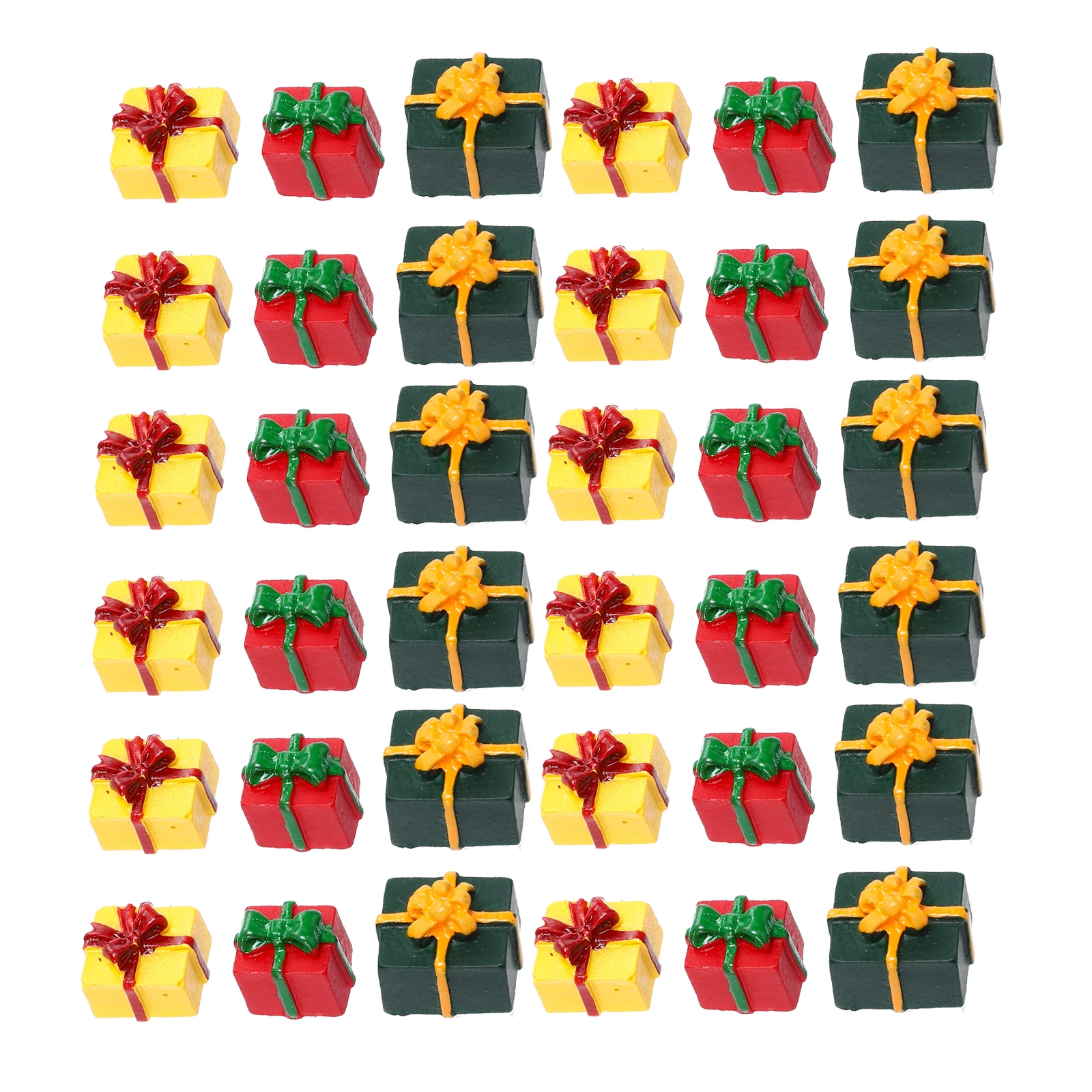 Boîte-cadeau en résine, 30 pièces, décoration de noël, jouets miniatures, couleurs vives, chambre à coucher, voiture, fête, décor de noël
