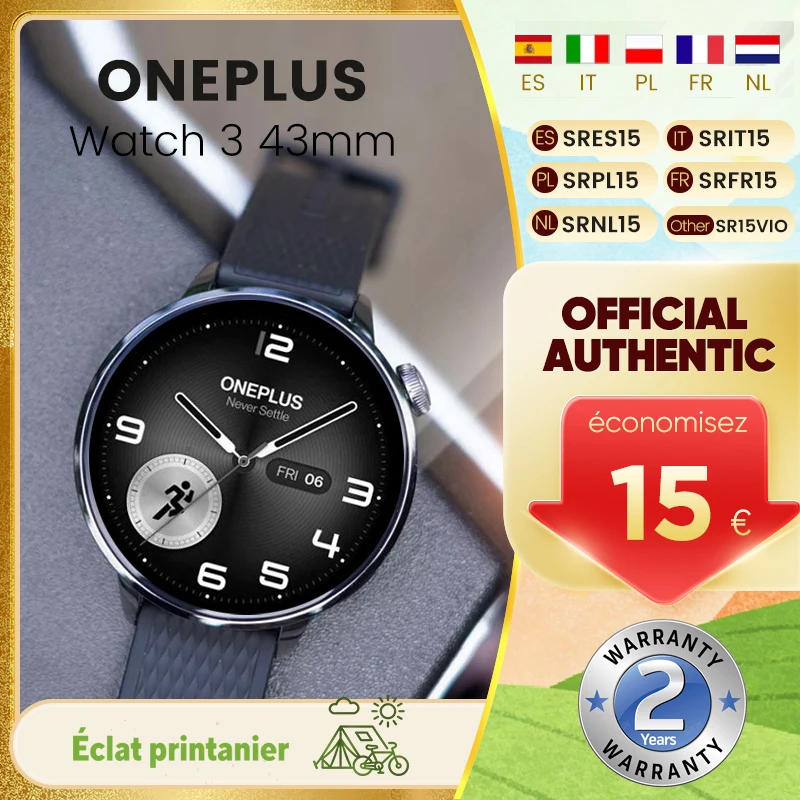 Versión Global del Reloj Inteligente OnePlus Watch 3 de 43 mm con Pantalla AMOL…