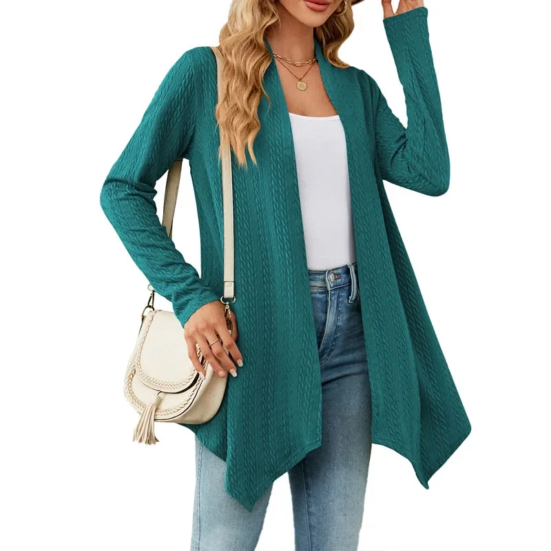 2023 Europe and America Autumn Winter Women's Clothing New Solid Color Loose Long Sleeve Simplicity All-match Commute Cardigan