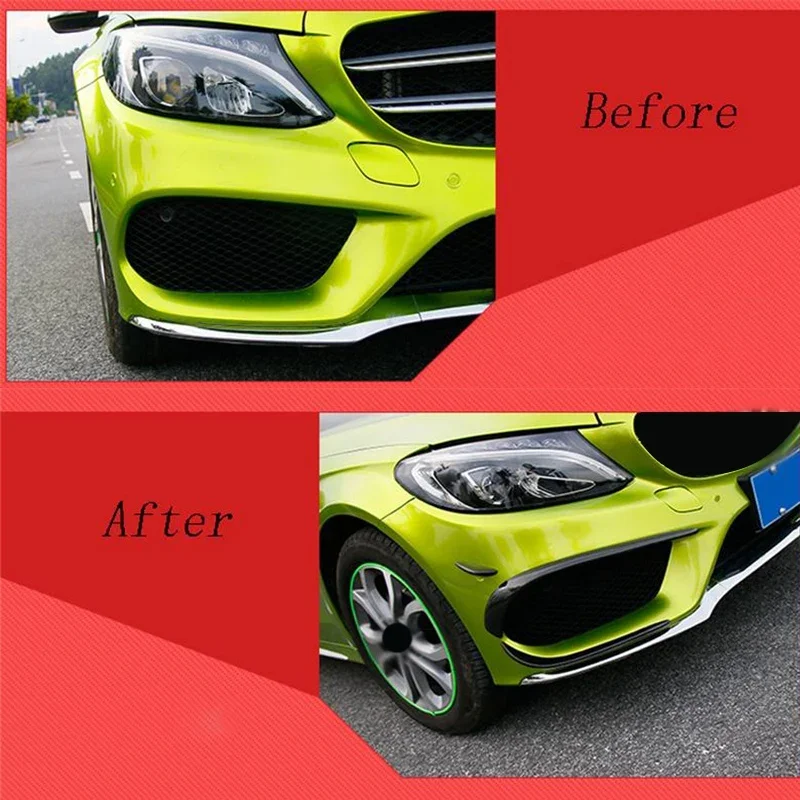 B-M Car Front Bumper Spoiler Splitter Cover Fog Light Splitter Trim For Mercedes Benz C Class W205 2015-2019