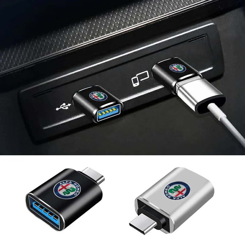 Car Styling Car Type-C To USB Interface Mini Converter Charging Adapter For Alfa Romeo Giulia Giulietta Stelvio Mito Tonale 147