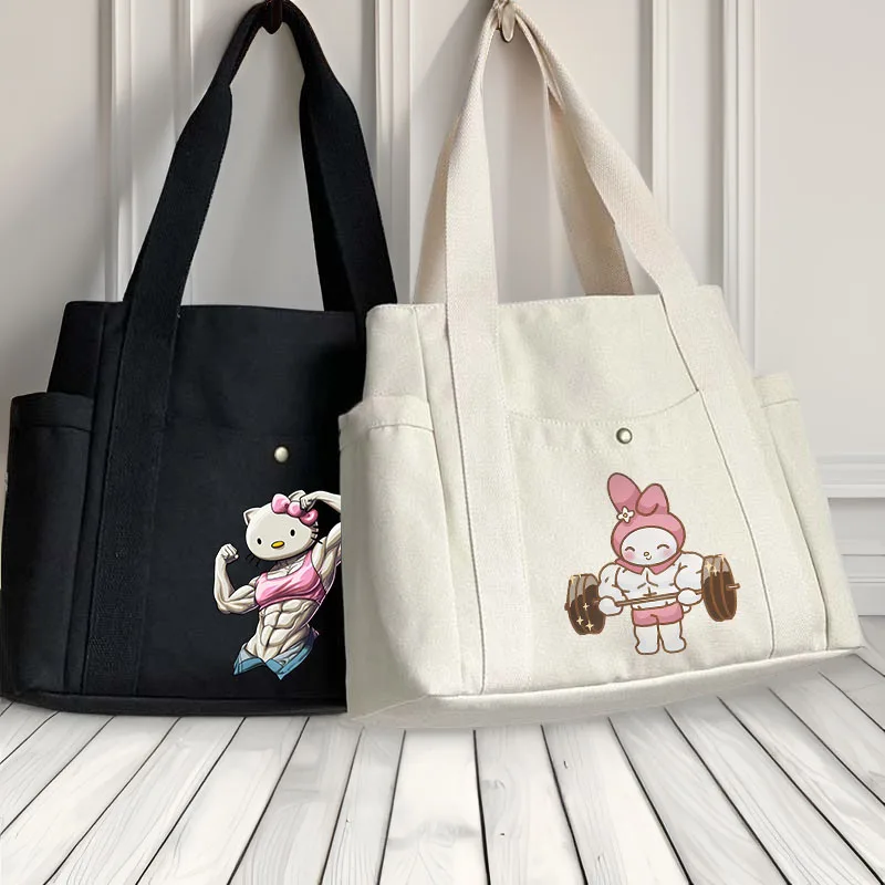 

Funny HelloKitty Anime Kuromis Canvas Women's Bag Large Capacity Handbags Shoulder Bag Student Handbag Shopping Tote Bag