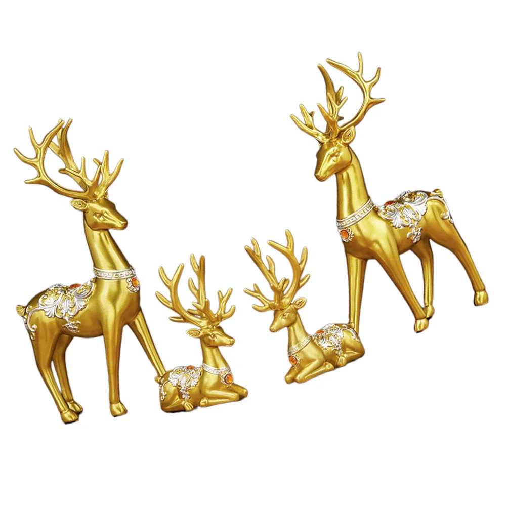 Crafts Elk Decorative Ornaments Office Lovers Gold Christmas Reindeer Figurines Golden 28x145cm Resin Decoration