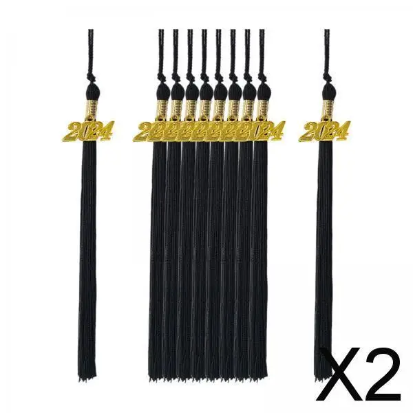 

2x10x Черные кисточки для академических шапочек-котелков, аксессуары для выпускных церемоний