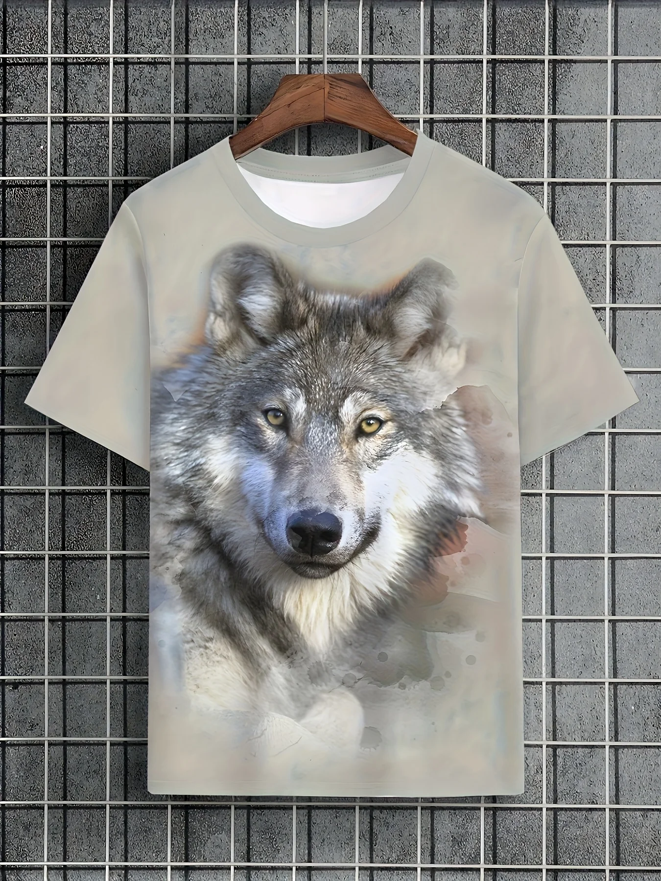 

Men Women Wolf Print T Shirt Fashionable Short Sleeve Unisex Top Cool Animal Graphic Tee Ideal for Daily Wear