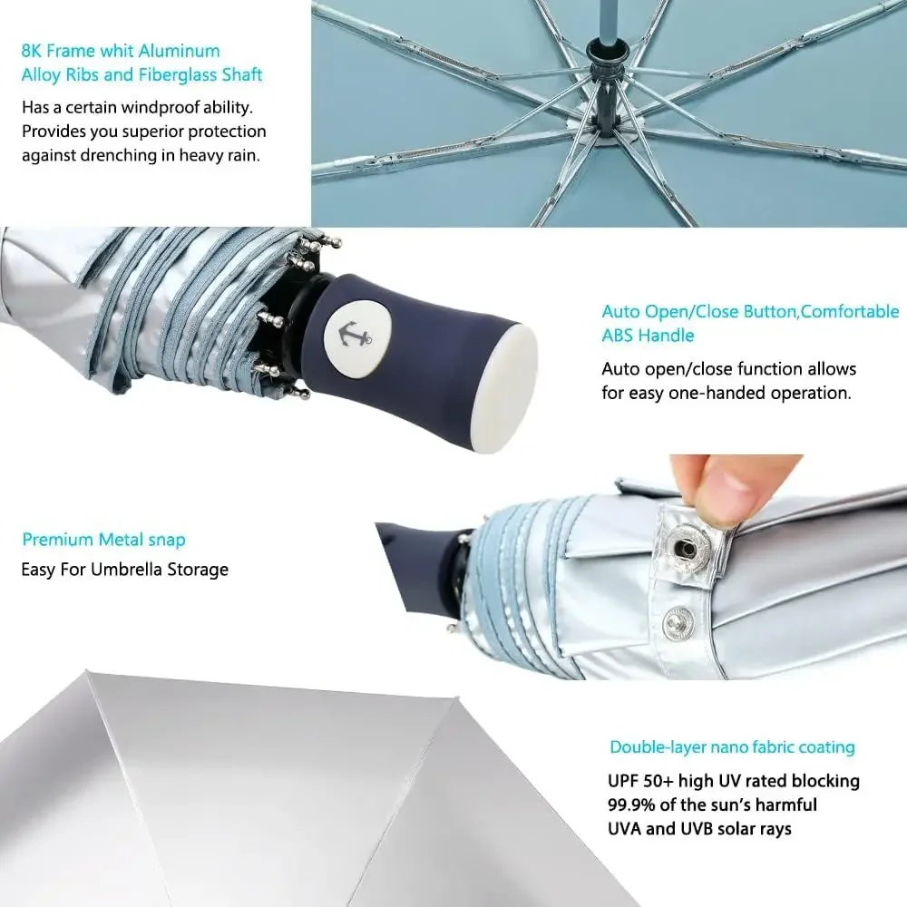 Coating Layer Fabric Blocking UV 99.9% Sun Umbrella Compact Folding Travel Umbrella Automatic Folding Windproof Umbrellas for Me - view 6