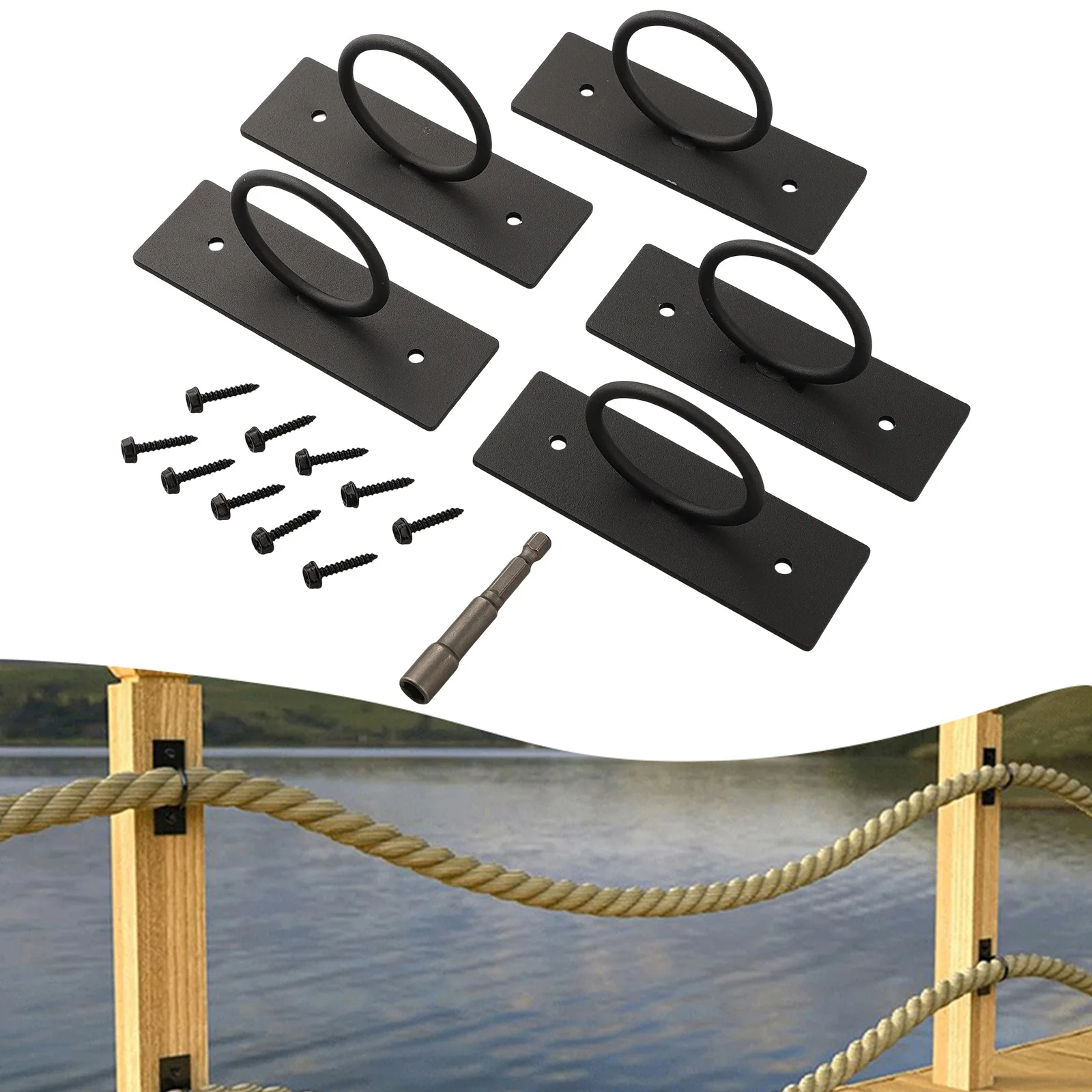 

Landscape Improvement Black Rope Bracket Rope Holder Tools Black 304 Stainless Steel Hassle-free Process Long-term Durability