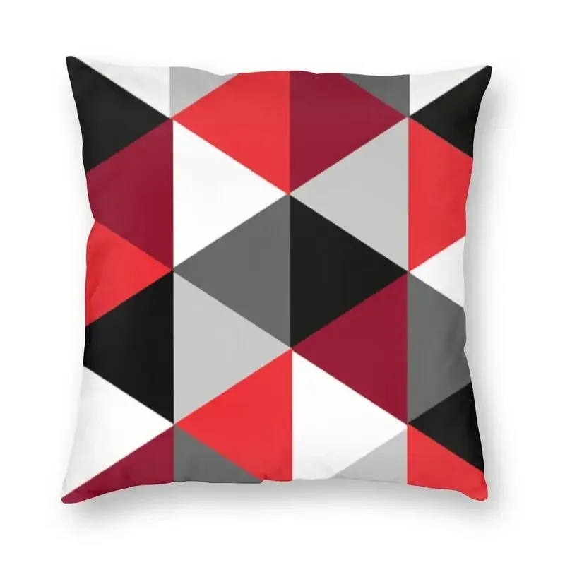 غطاء وسادة تجريدي باللون الرمادي والأحمر مع طباعة قطيفة قصيرة لتزيين أريكة غرفة المعيشة وغطاء وسادة #1