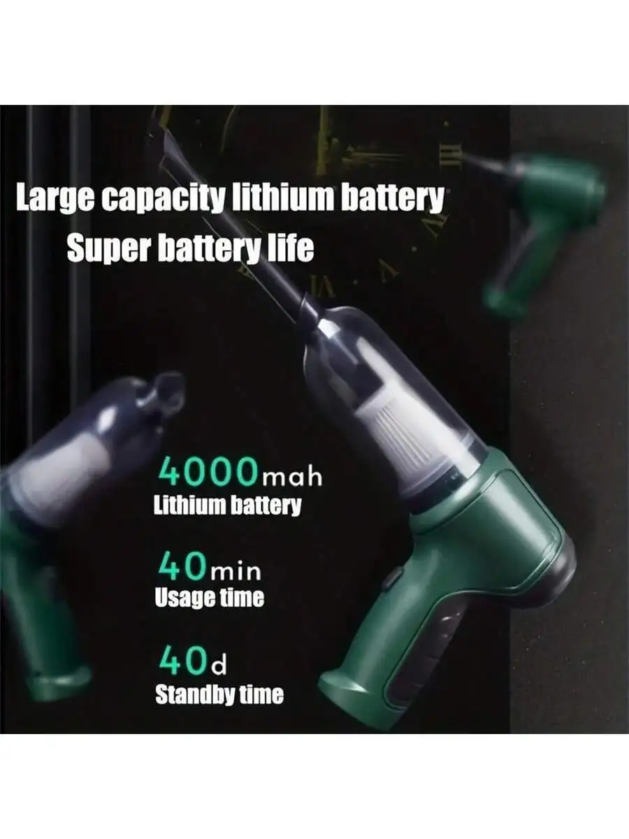 High-Power 3-In-1 Cordless Vacuum Cleaner Can Be Used For Car And  Suction, , Blow. Battery Capacity 1800, Can Absorb Dust, Debr