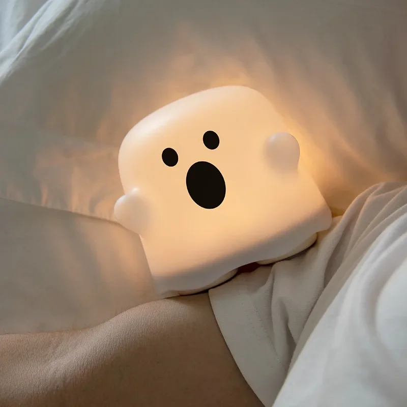 LED Night Lamp Rechargeable Touch Sensor Dimmable Cute Boo Ghost Silicone Lights For Children Holiday Gift Bedroom Bedside Decor