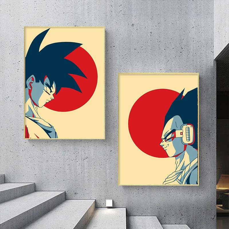 Classic Japanese Anime Surrounding Dragon Ball Goku Vegeta Poster Vintage Canvas Painting Print Picture Children Gift Cuadros