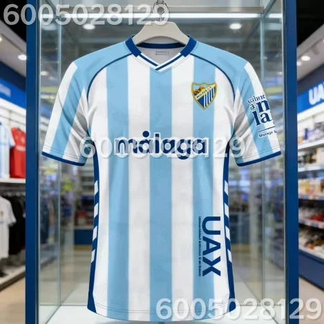 Malaga CF 2025-26 Home 3D Printed Adult Kids Athleisure T-Shirt Family Summer Quick-drying Soft Comfy Soccer Jersey Lightweight