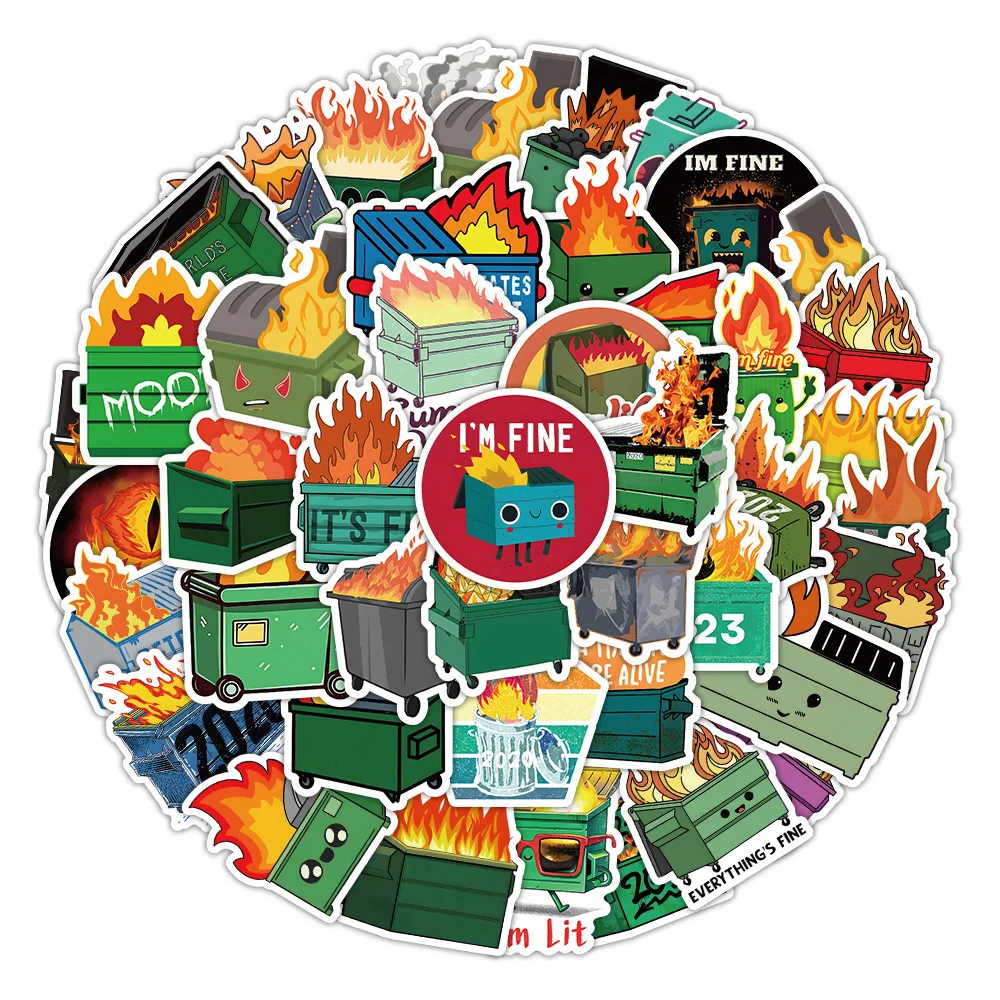 

10/30/54PCS Fire Knowledge Trash can Fire Cartoon Sticker DIY Phone Laptop Luggage Skateboard Graffiti Decals Fun for Kid Gift