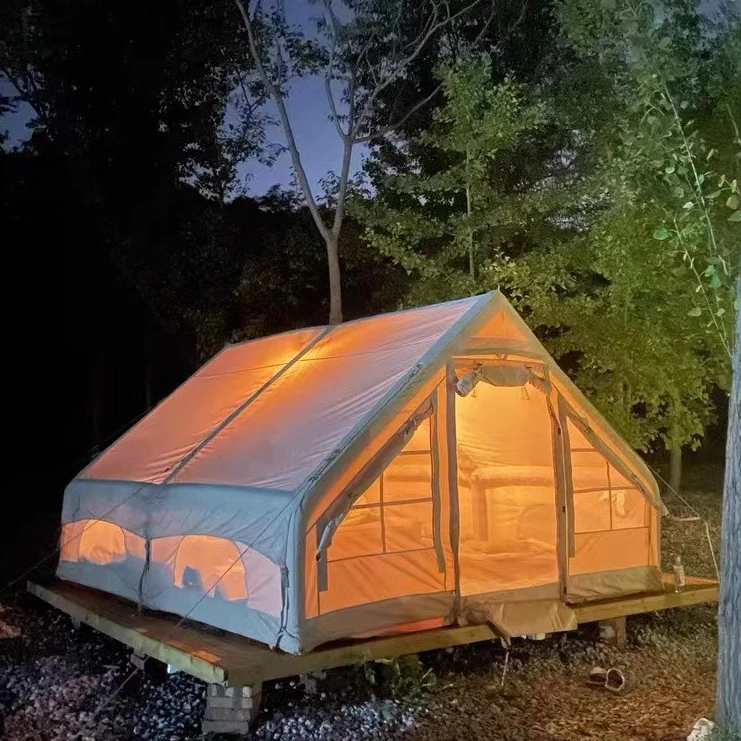 

Outdoor Camping Canvas Cotton Air Pole Glamping Inflatable Air Tent