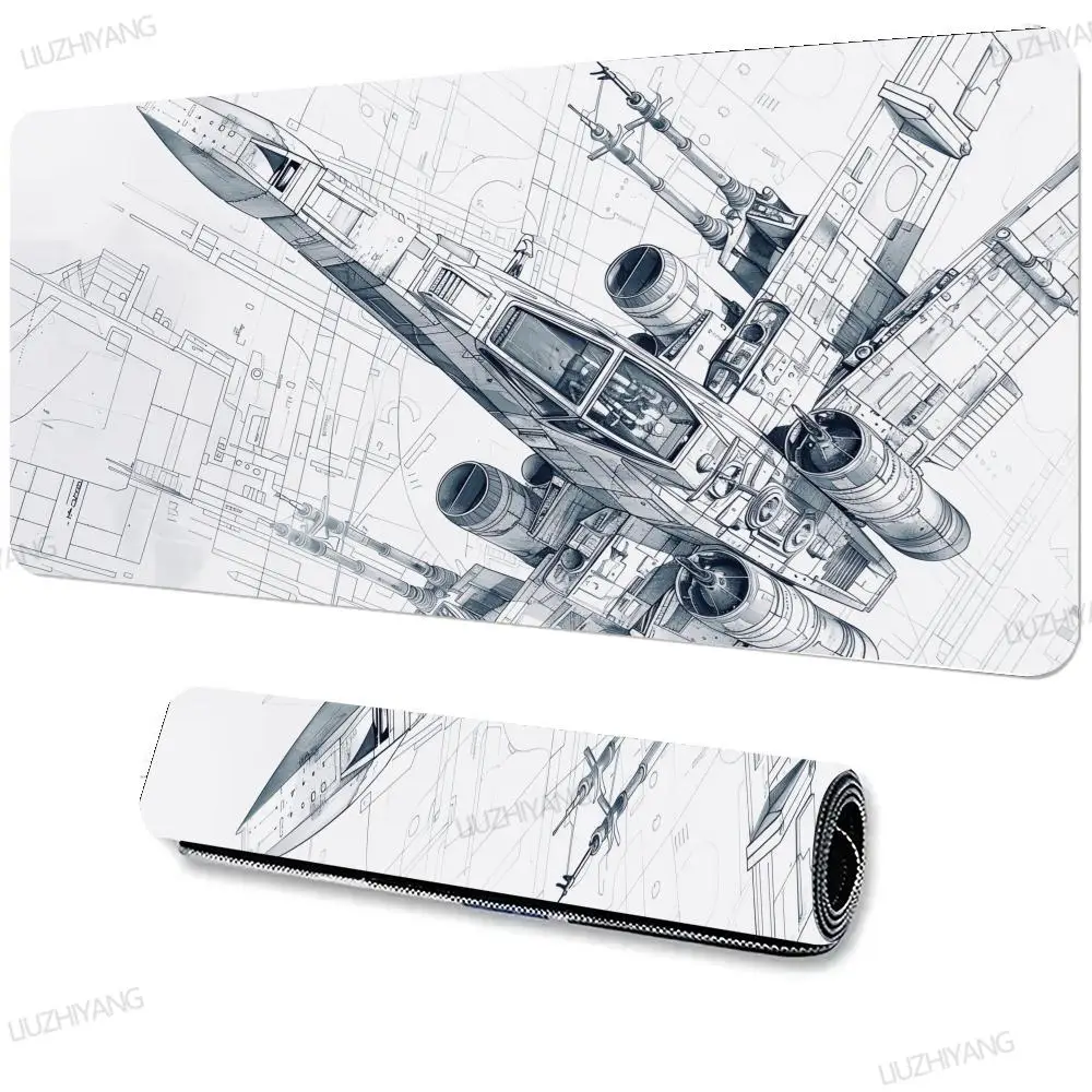 Fighter aircraft drawings Mouse Pad Office Carpet Large Gaming Mousepad Non-Slip Rubber Laptop Computer Accessories Long DeskMat