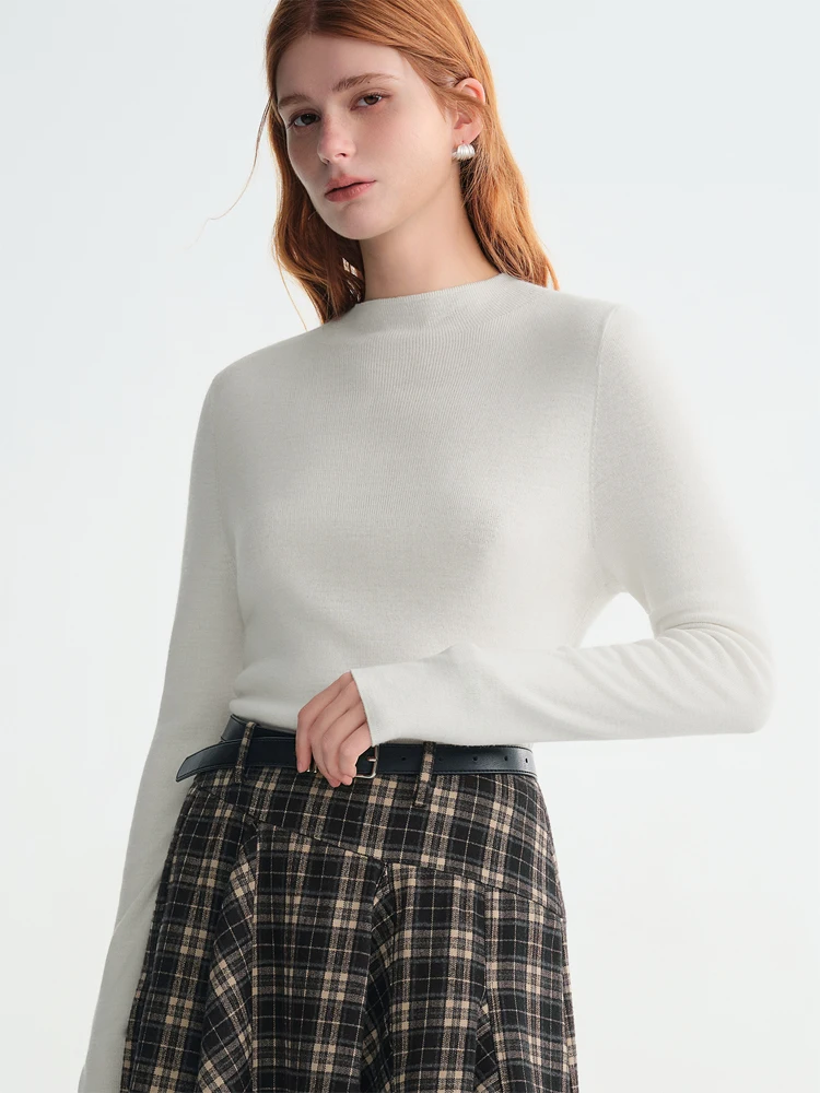 暖かいウール混紡スリムフィットベースレイヤーシャツ、自己発熱マルチカラーニットトップ、プラスサイズ女性向け冬シーズンファッション