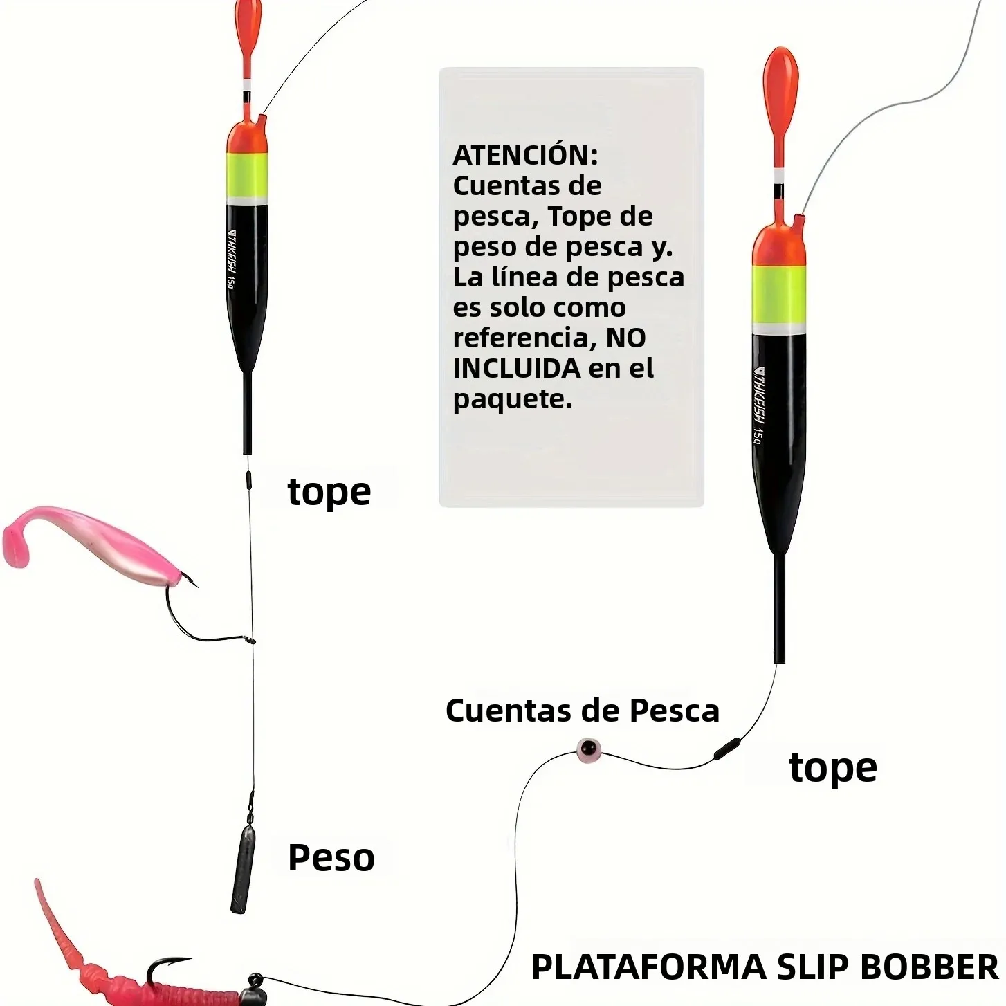 Flotadores deslizantes de balsa con topes y plomos – Mar y río - imagen 3