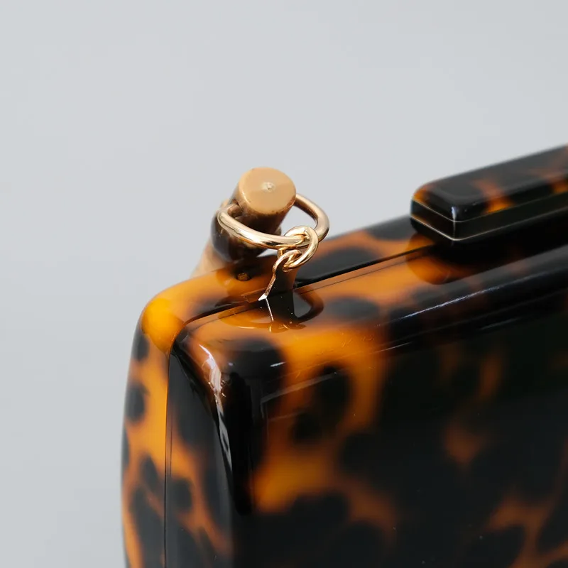 Neue Trendige Taschen Mode Damenhandtaschen Leopard Acryl Luxus Party Abendtasche Damen Lässige Stilvolle Henkel-Box-Clutch Geldbörse – Detail 7