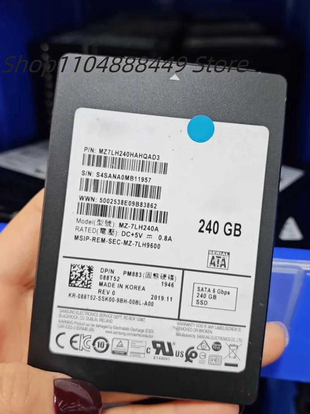 

Твердотельный жесткий диск PM883 MZ-7LH240A, есть время использования