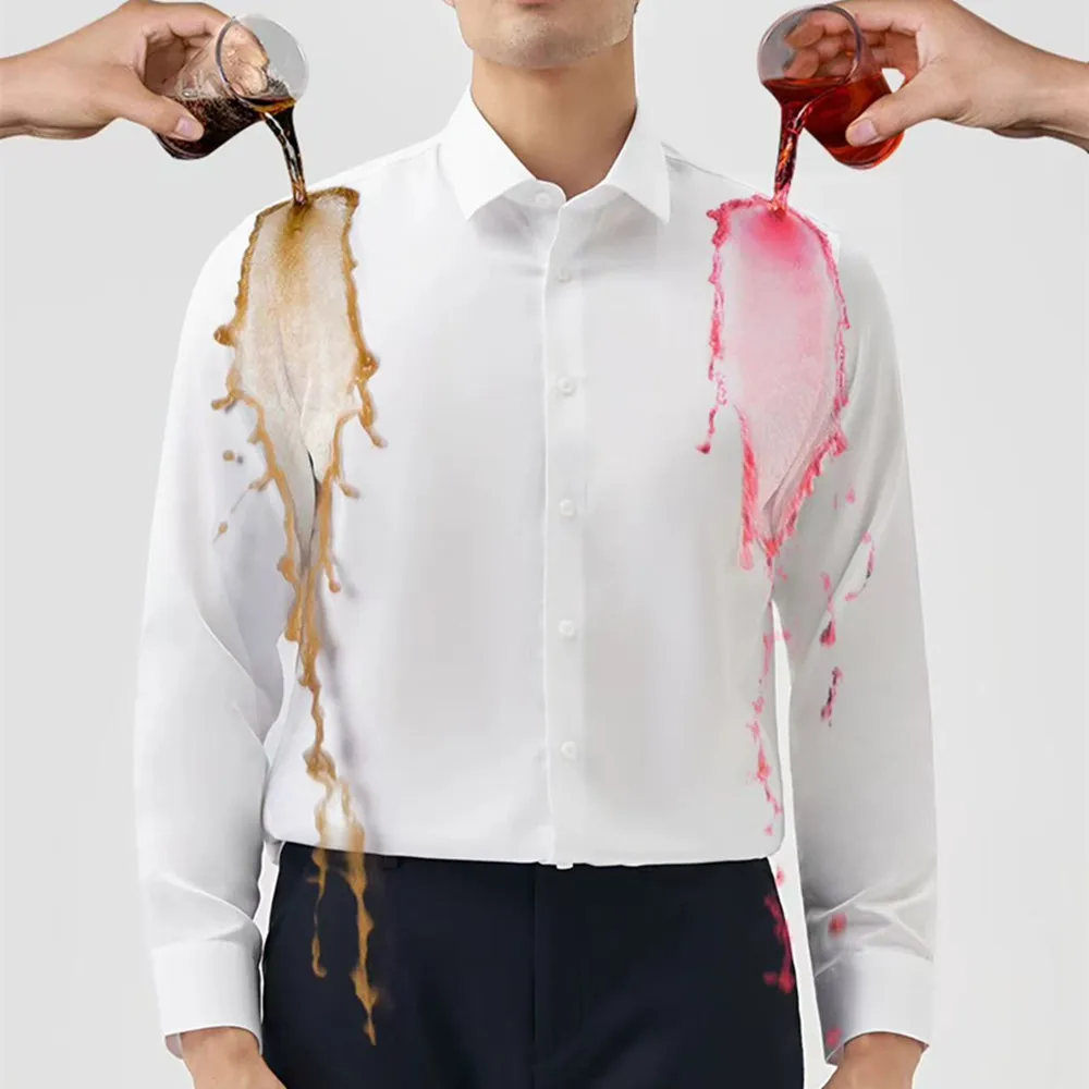 Men's Long Sleeve Dress Shirt Autumn Spring Causal Waterproof And Oil-resistant Regular Fit Anti-wrinkle Formal Male Social Top