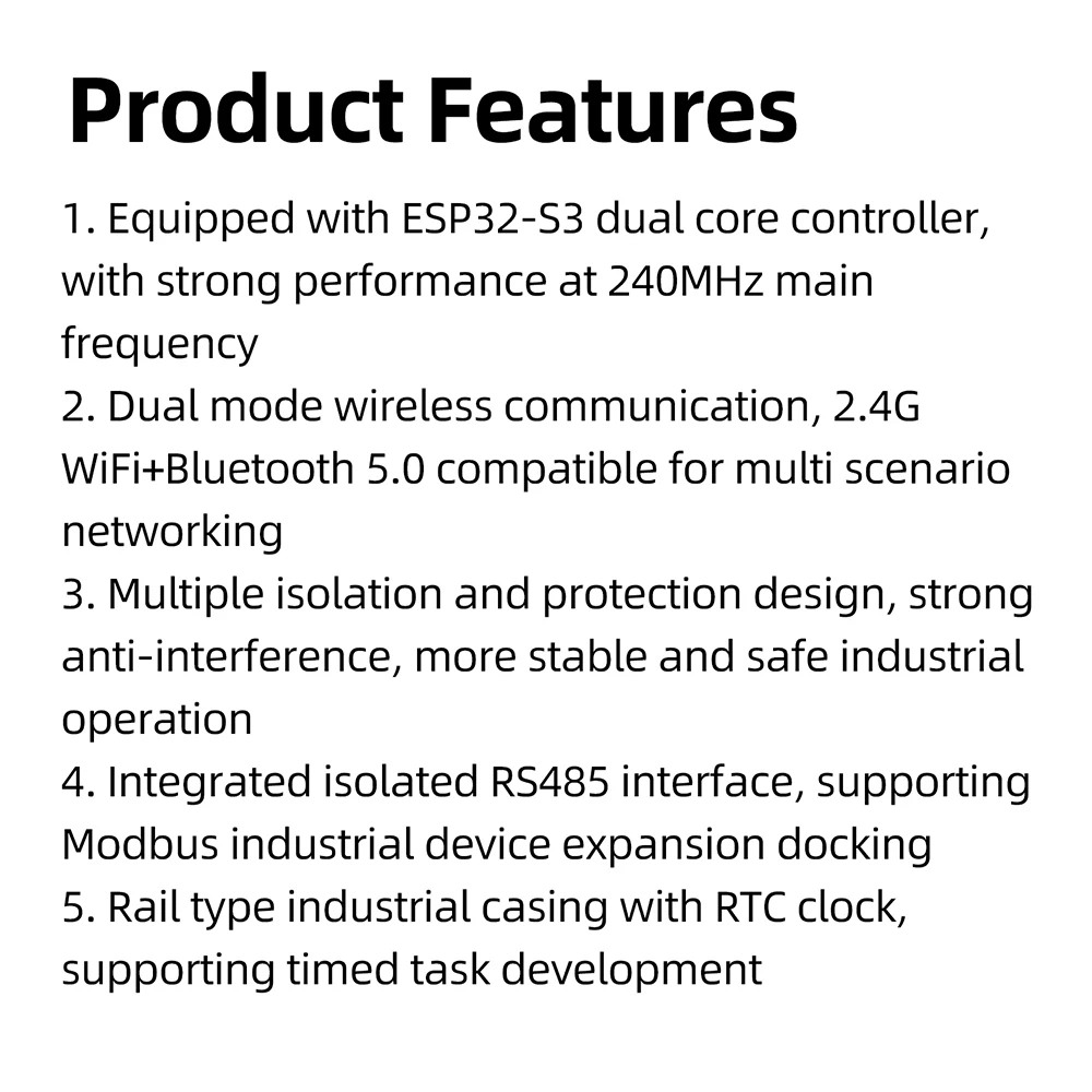 Waveshare ESP32-S3 1-Kanal-Relaismodul mit 2,4G WiFi 5.0 Bluetooth RS485 Dual Core 240MHz Industrielles DIN-Schienengehäuse mit RTC-Uhr – Detail 1