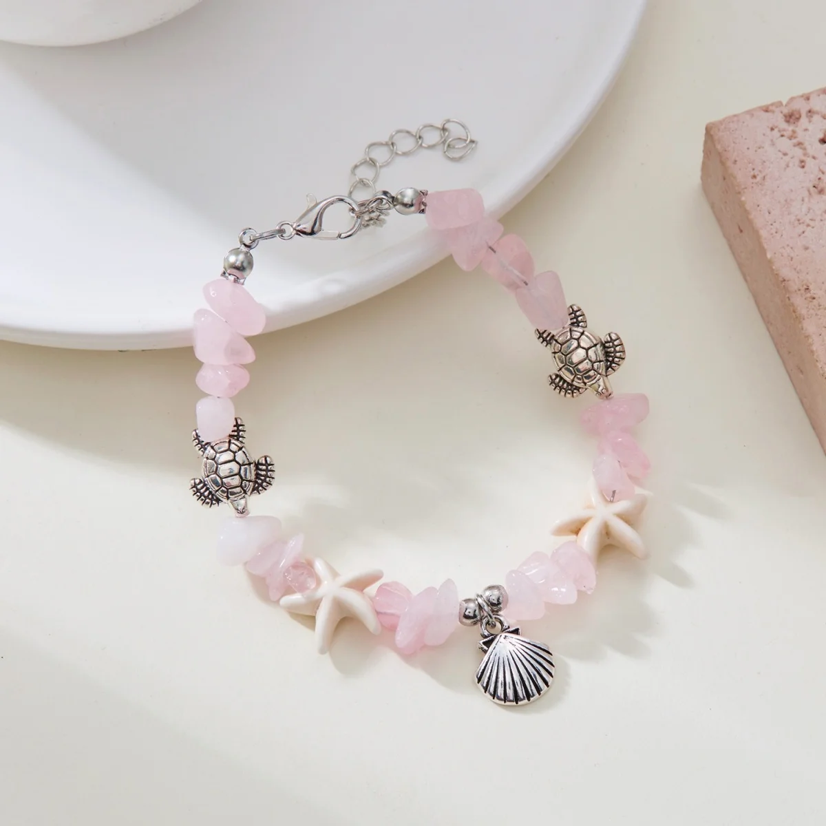 Boho-Armbänder mit zerstoßenen Steinen, Muscheln, Seesternen und Schildkröten für Damen und Herren, Sommer, Strandurlaub, Ozean, Meerestiere, Armreif, Partyschmuck – Detail 19