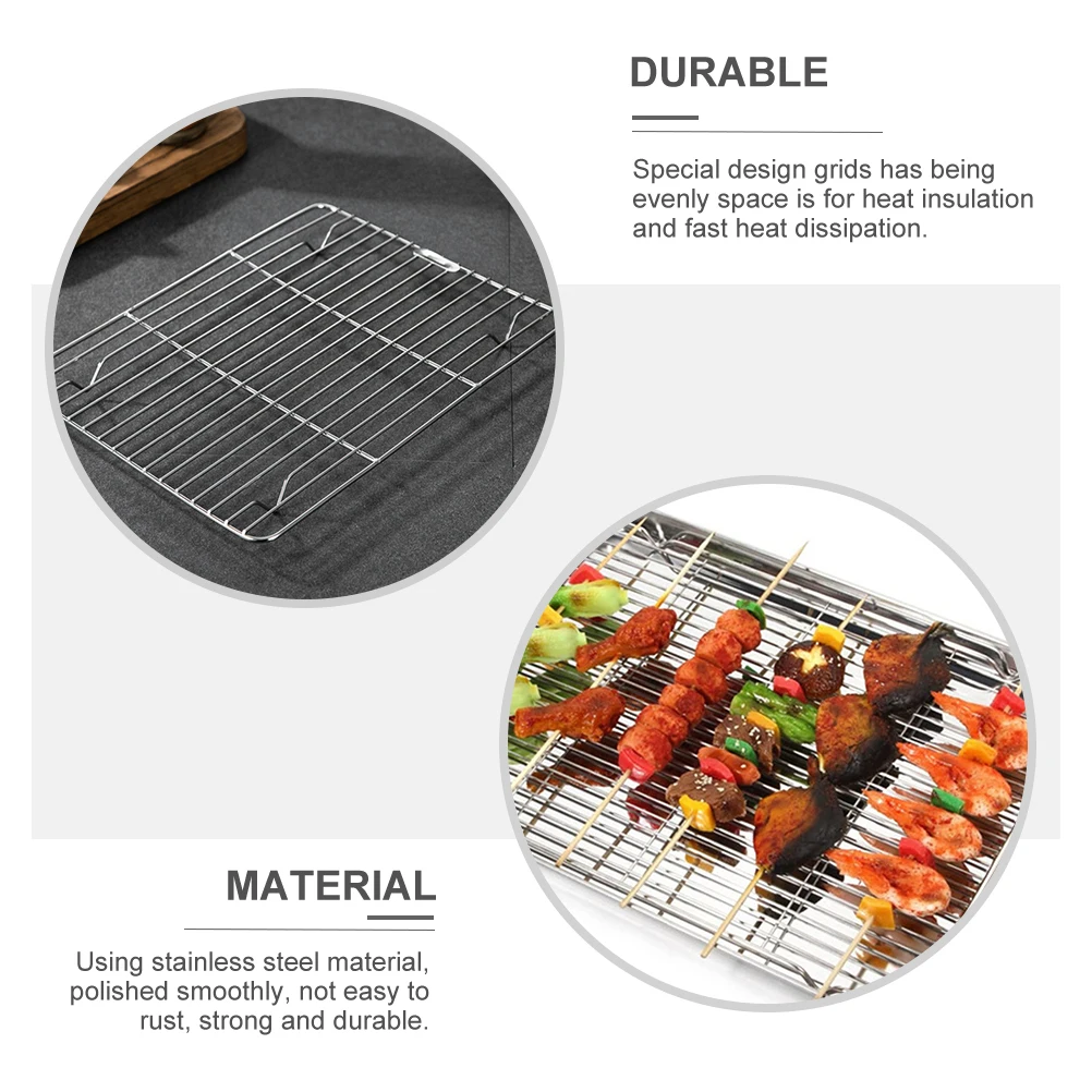 

Stainless Steel Cooling Rack Baking Oven Roasting Grid Heat Resistant Wire Rack For Kitchen Drying Grilling