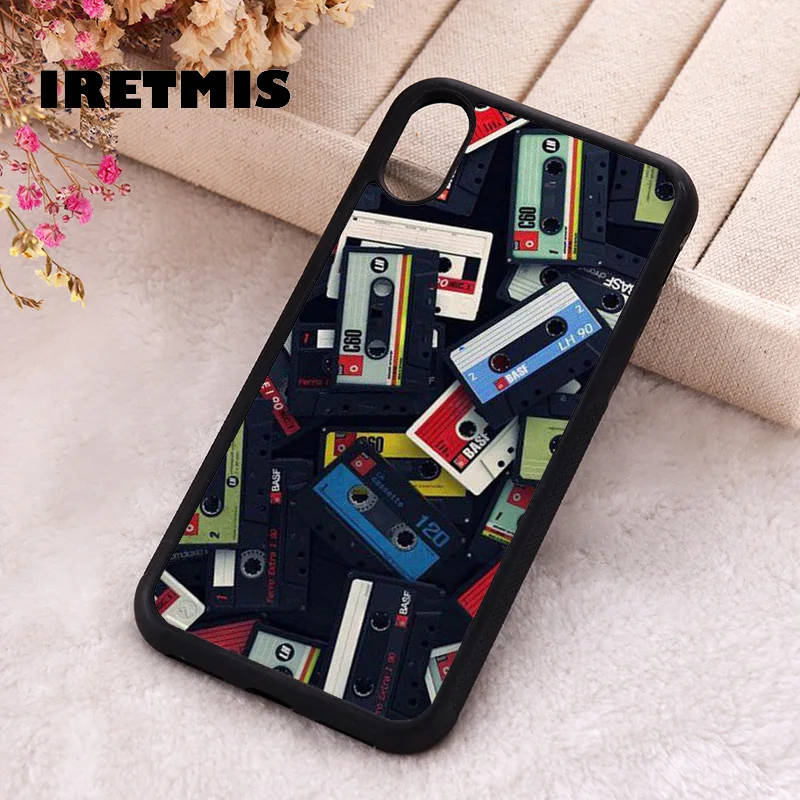 Iretmis Phone Cover Case For iPhone X XS Max XR 11 12 13 PRO MINI 14 15 16 Plus Rubber Silicone Mix Tape Pattern