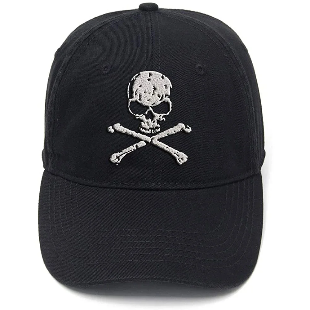 

Lyprerazy Flock Printing Skull and Crossbones - Badass Washed Cotton Adjustable Men Women Unisex Hip Hop Cool Baseball Cap