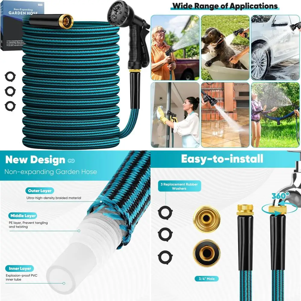 

Легкий неразъемный садовый шланг длиной 100 футов, без ударов и прочный, гибкий, устойчивый к истиранию водяной шланг для использования на открытом воздухе