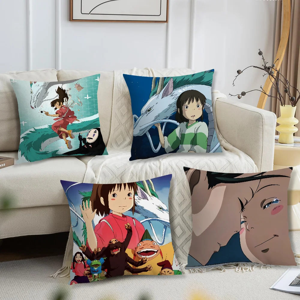 A-Away S-Spirited cushion cover anime film soft Comfortable Pillow Case for Sofa Living Room Home office Decor Protective Covers