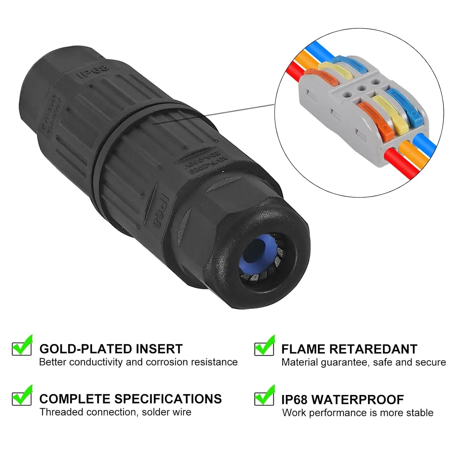 4PCS Waterproof Junction Box, 2 Way 3 Way Outdoor Electrical Cable Connector, IP68 Waterproof Wire Connector Cable Range image 5