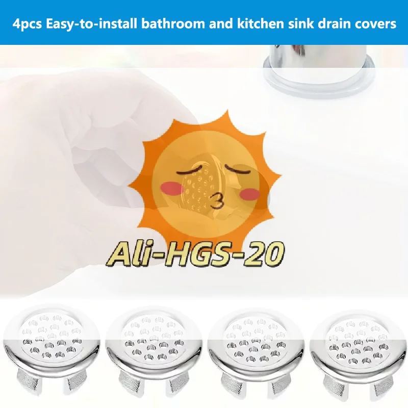 

4Pcs Sink Overflow Ring Stainless Basin Trim for Bathroom Kitchen Sink Prevent Water Spillage Drain Cap for Home Wash Basin