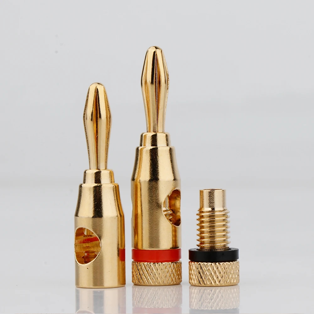 8 Stück 4 mm Kupfer vergoldete Hifi-Bananenstecker für Lautsprecherkabel, Audio-Stecker für Lautsprecherverstärker – Detail 7