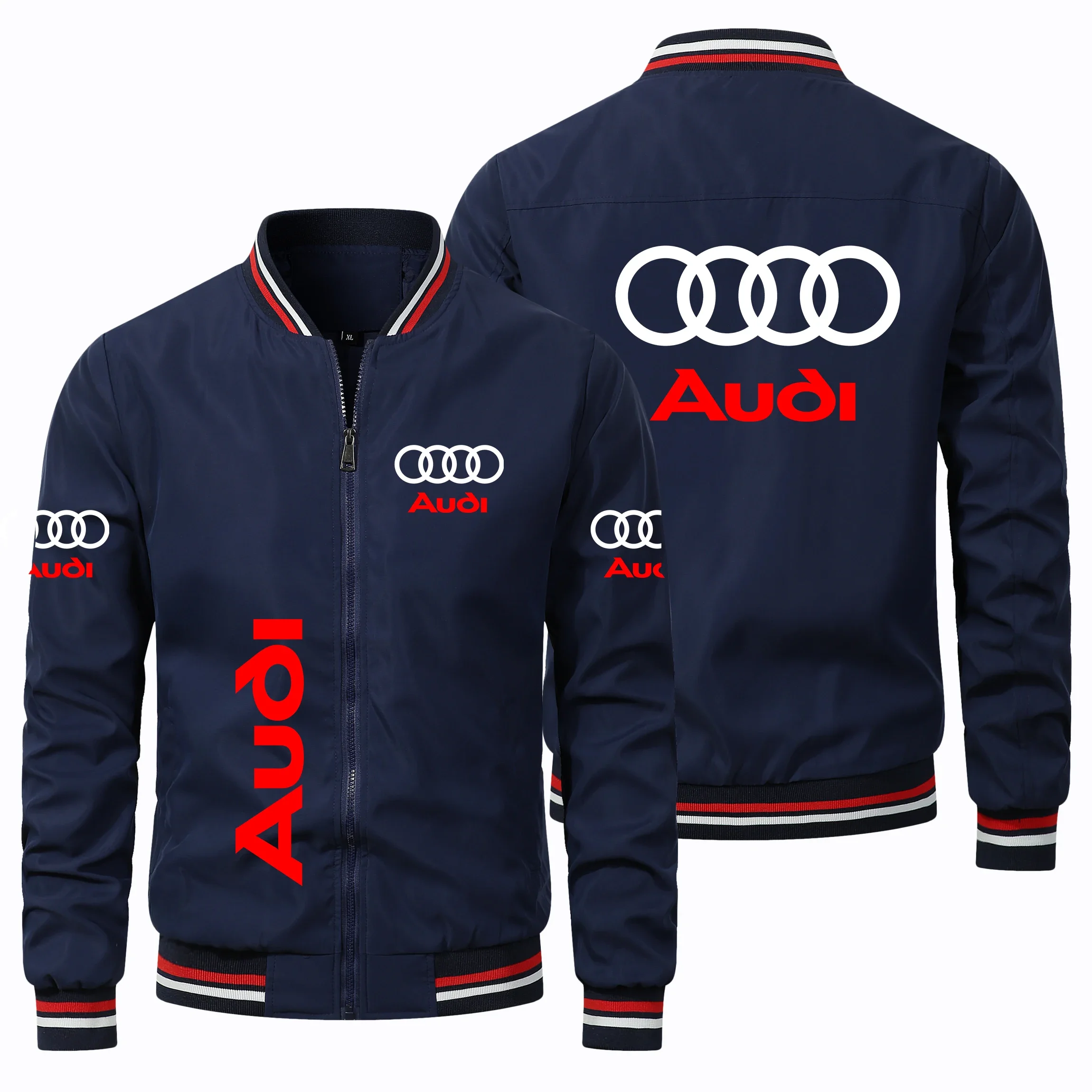 

2026 New Men's Jacket Audi Car Logo Printed Zipper Coat Fashion Windproof Jacket Audi Autumn/Winter Men's Wear