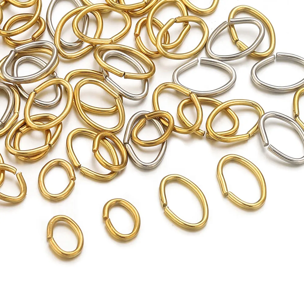 

100/200pcs Stainless Steel Oval Open Jump Rings Connectors Gold Plated DIY Necklaces Bracelet Jewelry Making Materials Wholesale