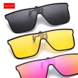 KLASSNUM Men Polarized Clip On Sunglasses Women Night Vision Driving Goggles Retro Large Frame Anti UV400 Polarized Clip Glasses